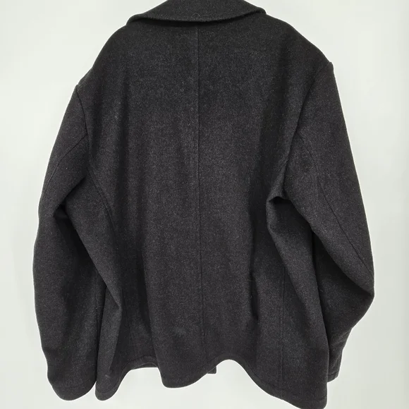 Boss hugo boss cashmere wool mens charcoal black pea coat size 48R - Picture 2 of 8